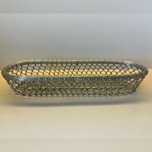 Vintage Silver Plated Wire Oblong Bread Basket